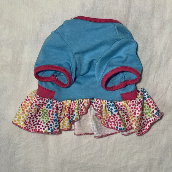 Build a Bear Lot Of 3 Teddy Bear Clothes Silver Romper Blue And Red Dresses - Picture 12 of 14